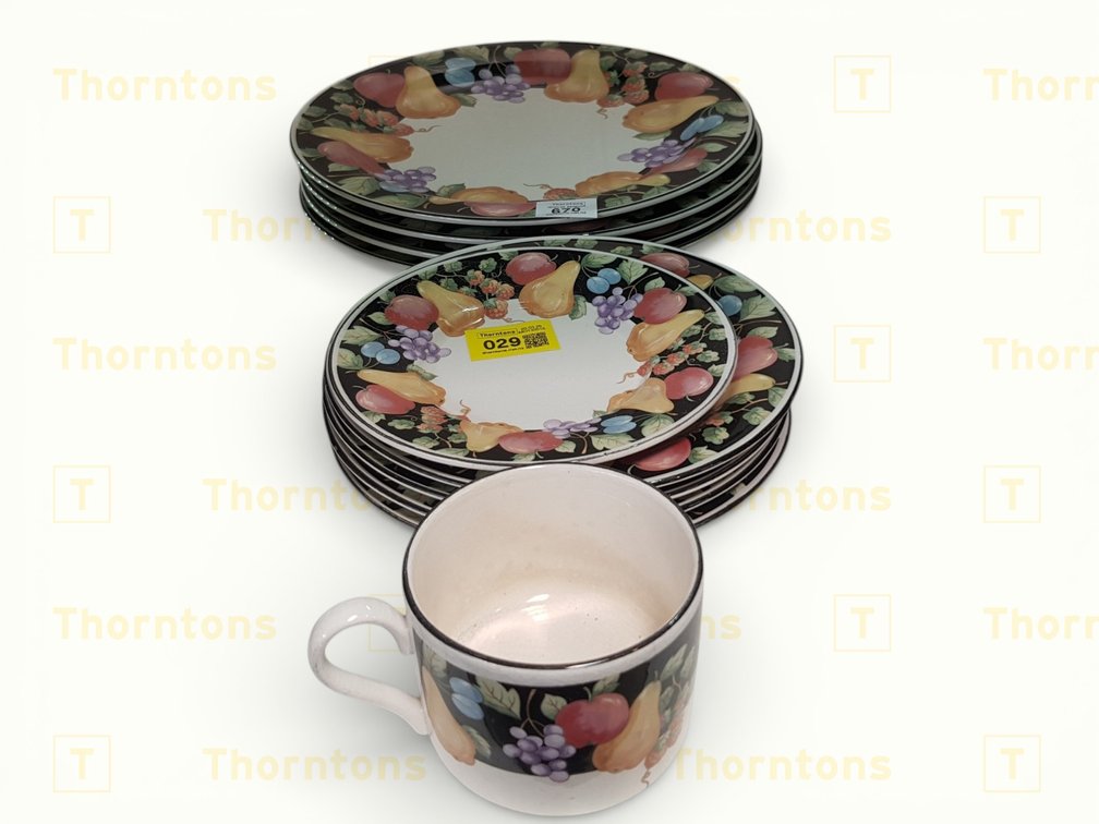 Fruit-Themed Ceramic Dinnerware Set with Plates and Mug