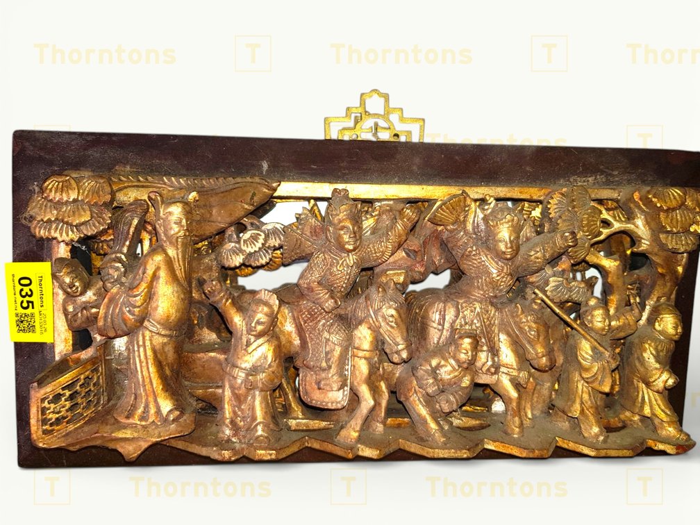 Pair of Vintage Gilded Wooden Relief Panels
