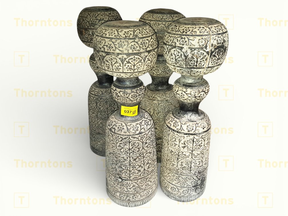 Four Ornately Carved Decorative Wooden Pieces