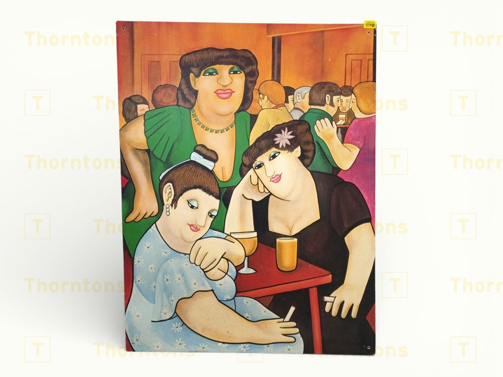 Acrylic on MDF Board Depicting a Social Scene