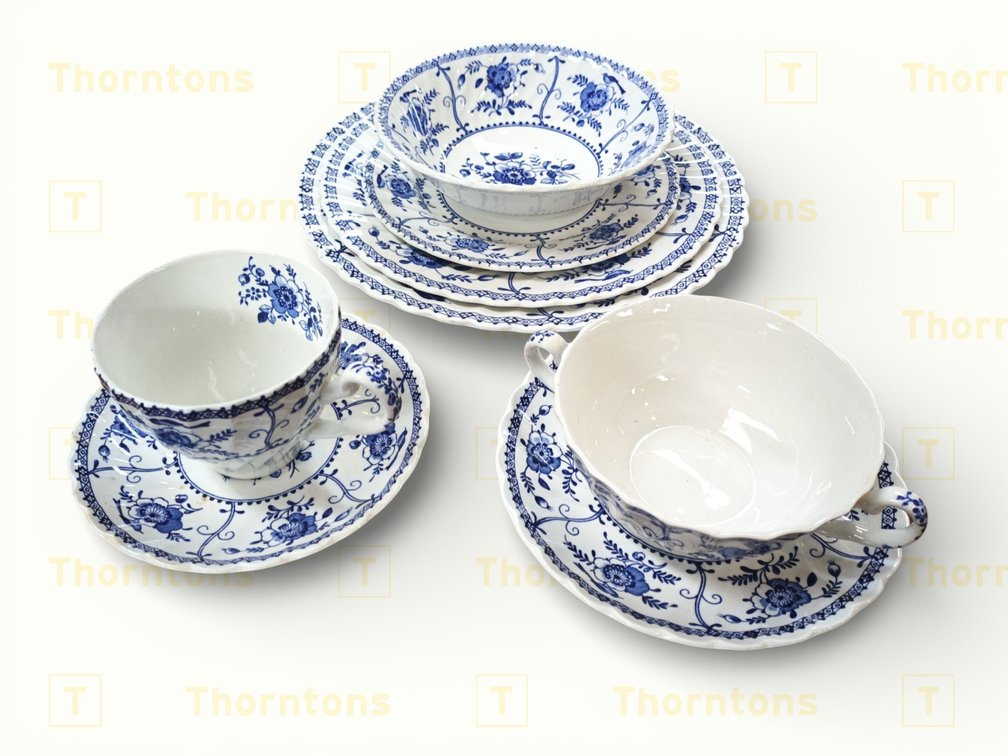 Extensive Set of Blue and White ‘Indies’ Dinnerware by Johnson Bros.
