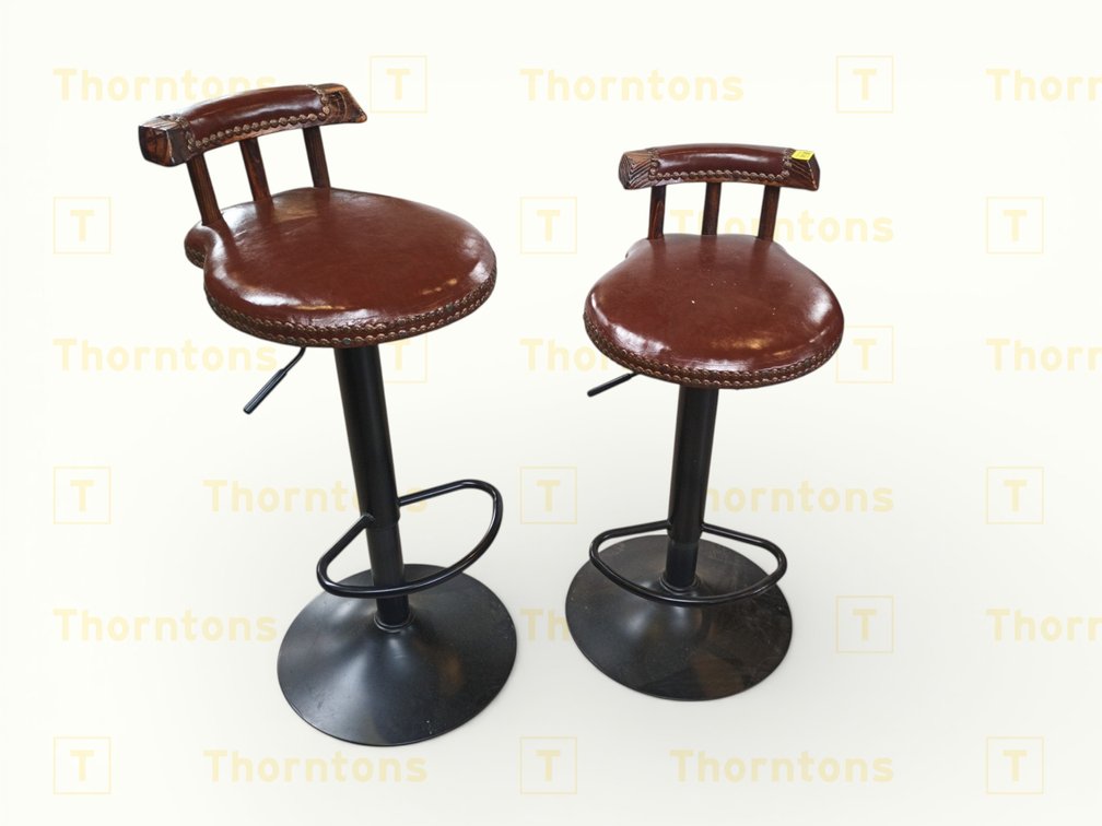 Adjustable Leather and Metal Bar Stools