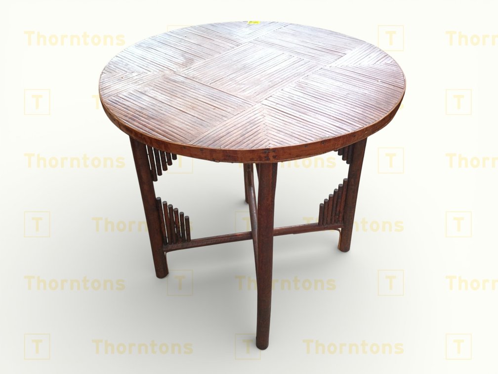 Art Deco Bamboo Occasional Table with Geometric Base