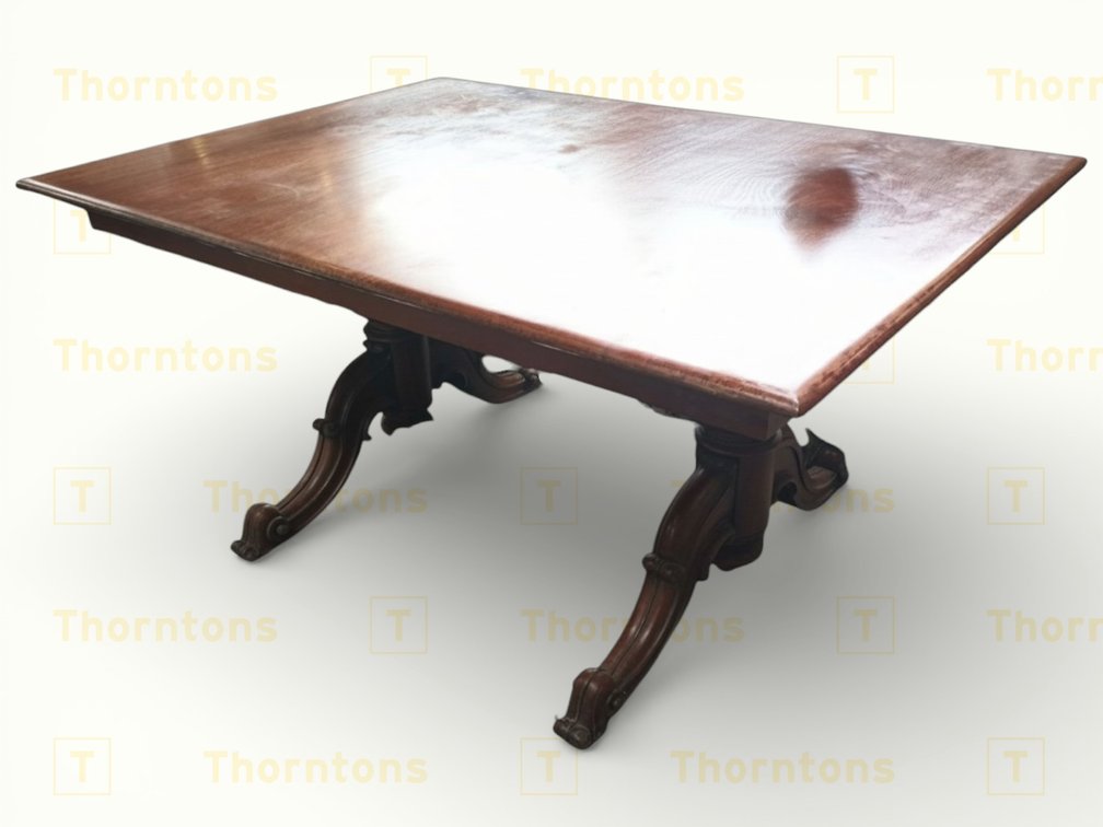Mahogany Dining Table With Carved Pedestal Base