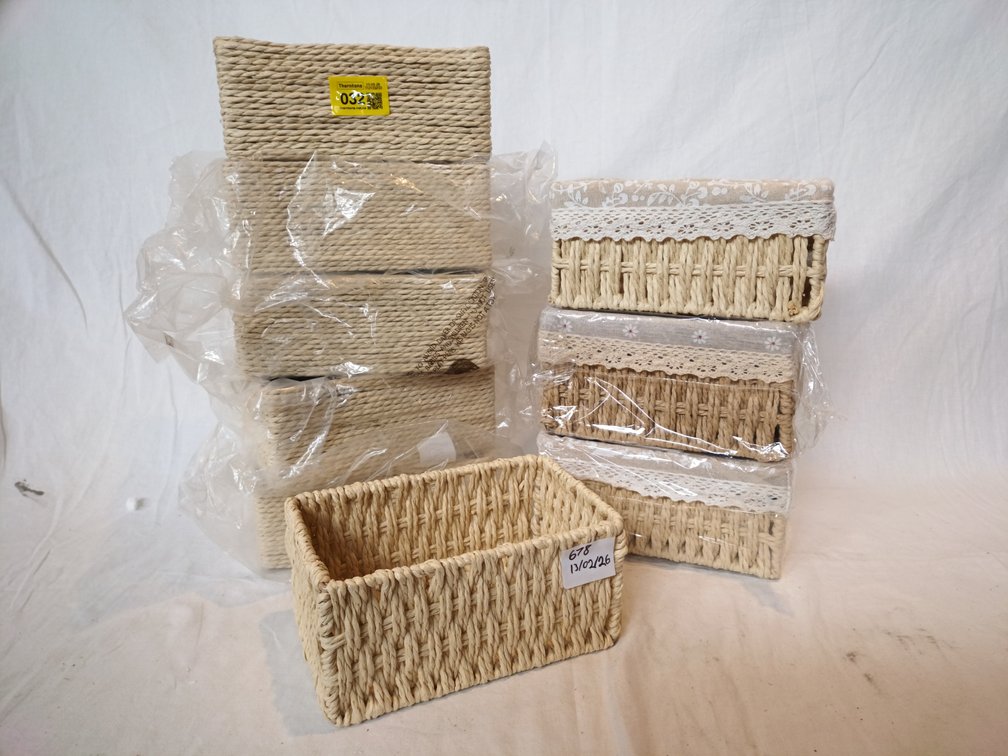 Woven Storage Baskets x 9