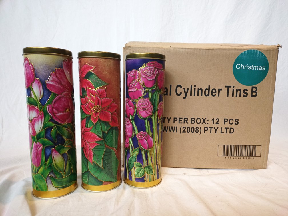 Floral Cylinder Tins x 12