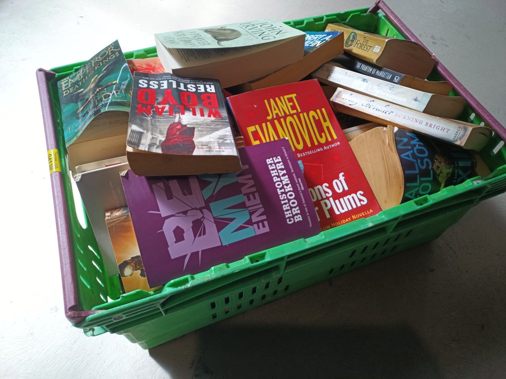 Assorted Books in Crate