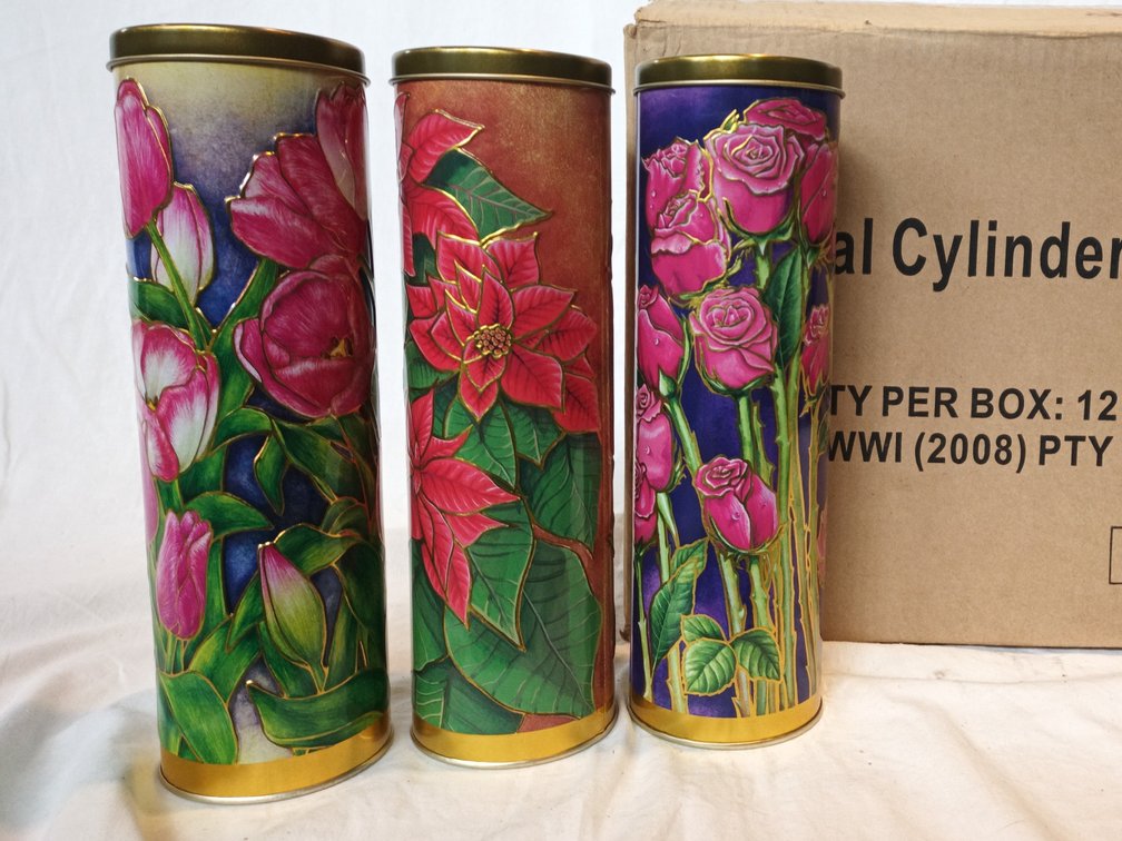 Floral Cylinder Tins x 6