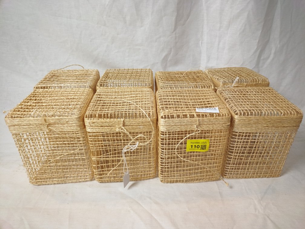 Woven Lidded Baskets x 8