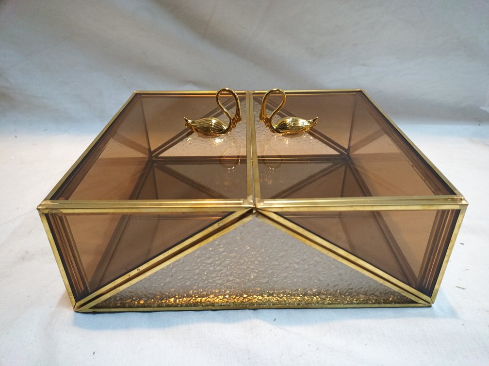 Brass and Glass Trinket Boxes