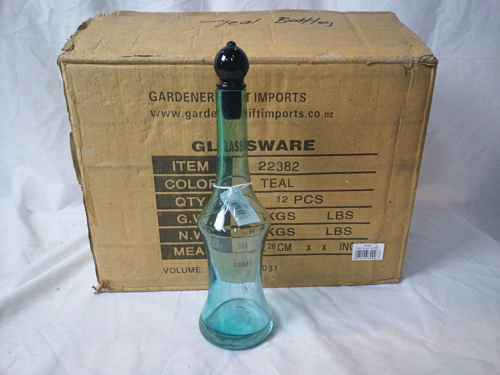 Teal Glass Bottles x 12