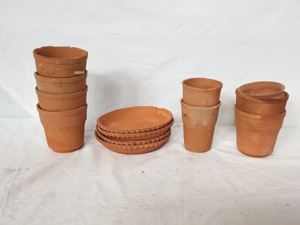 Terracotta Cups Saucers x 12