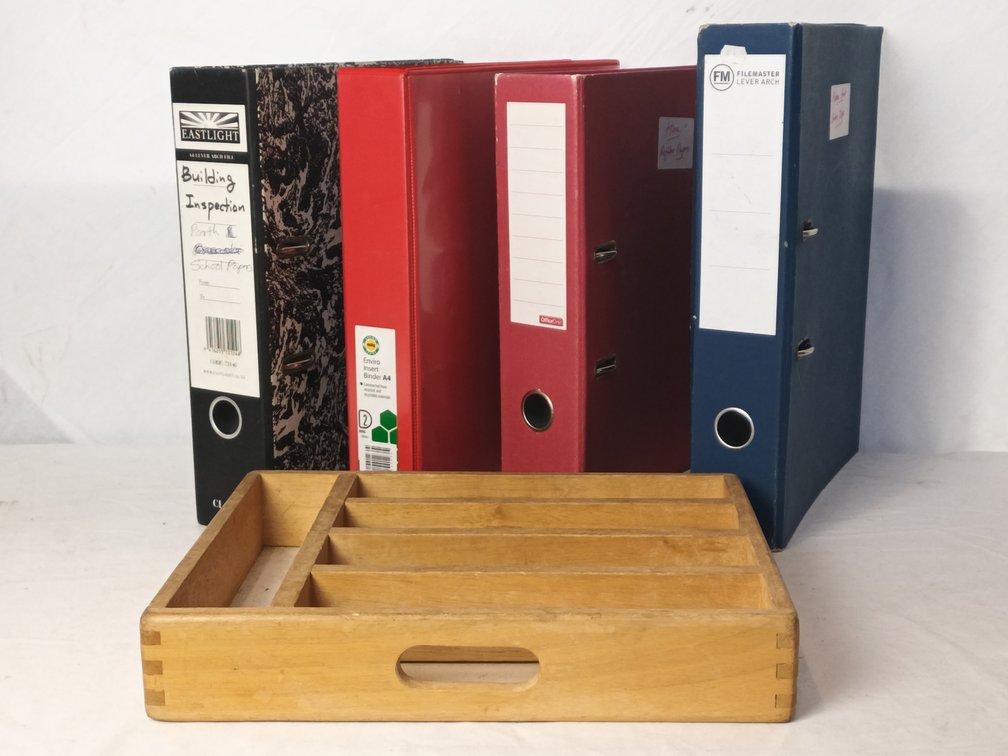 Binders and Wooden Organiser x 5