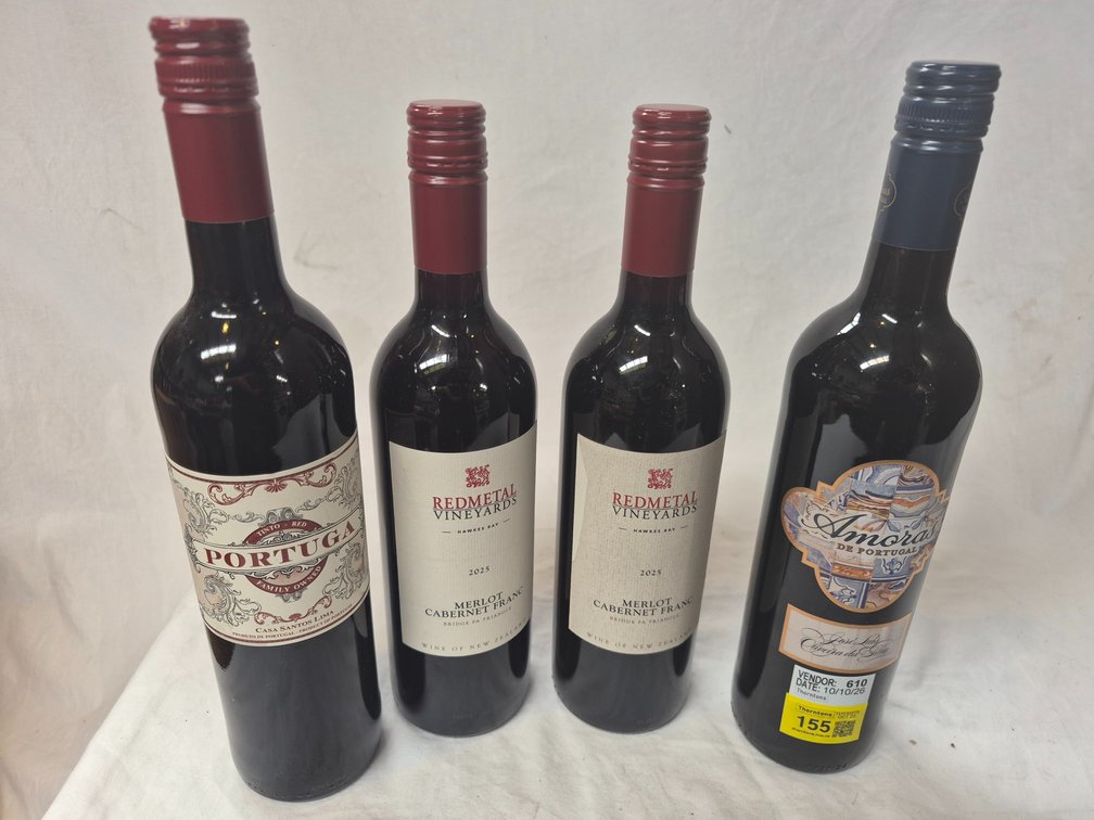 Red Wine Bottles x 4