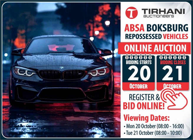 Image for ABSA BOKSBURG REPOSSESSED VEHICLES ONLINE AUCTION OCTOBER 2025
