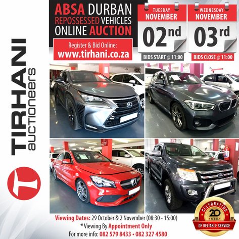 Image for ABSA DURBAN REPOSSESSED VEHICLES ONLINE AUCTION