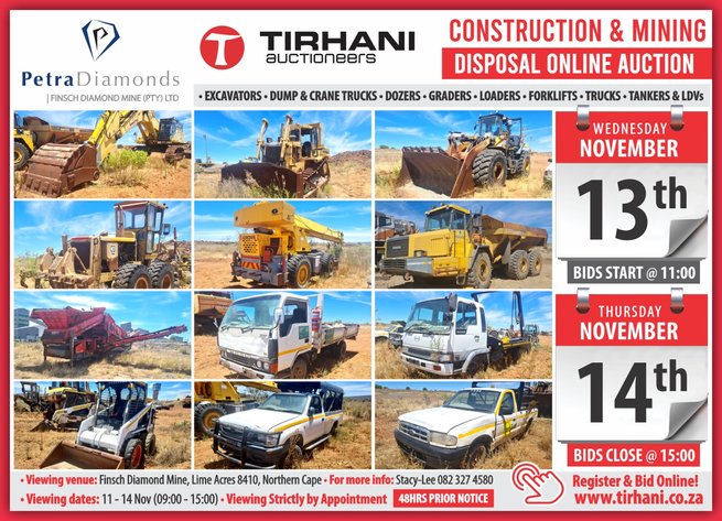 Image for PETRA FINSCH DIAMONDS – CONSTRUCTION AND MINING DISPOSAL ONLINE AUCTION.