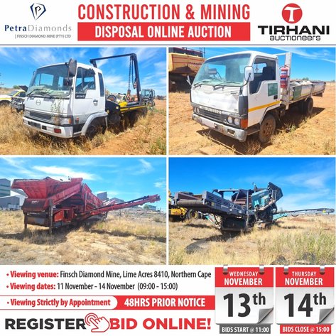 Image for PETRA FINSCH DIAMONDS – CONSTRUCTION AND MINING DISPOSAL ONLINE AUCTION.
