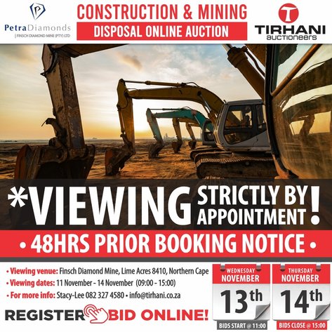 Image for PETRA FINSCH DIAMONDS – CONSTRUCTION AND MINING DISPOSAL ONLINE AUCTION.